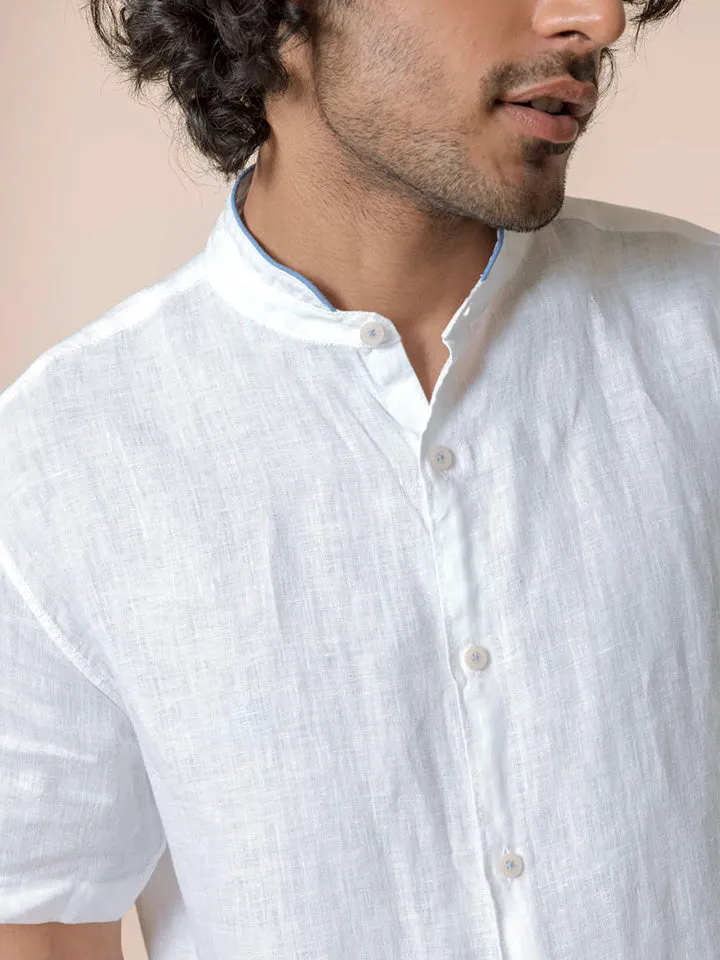 100% Linen Shirt Mandarin Collar Shirt - Relajarse