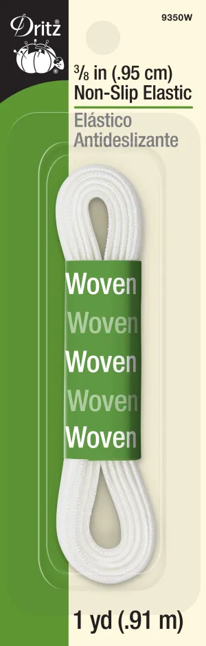 3/8" Non-Slip Elastic, White, 1 yd