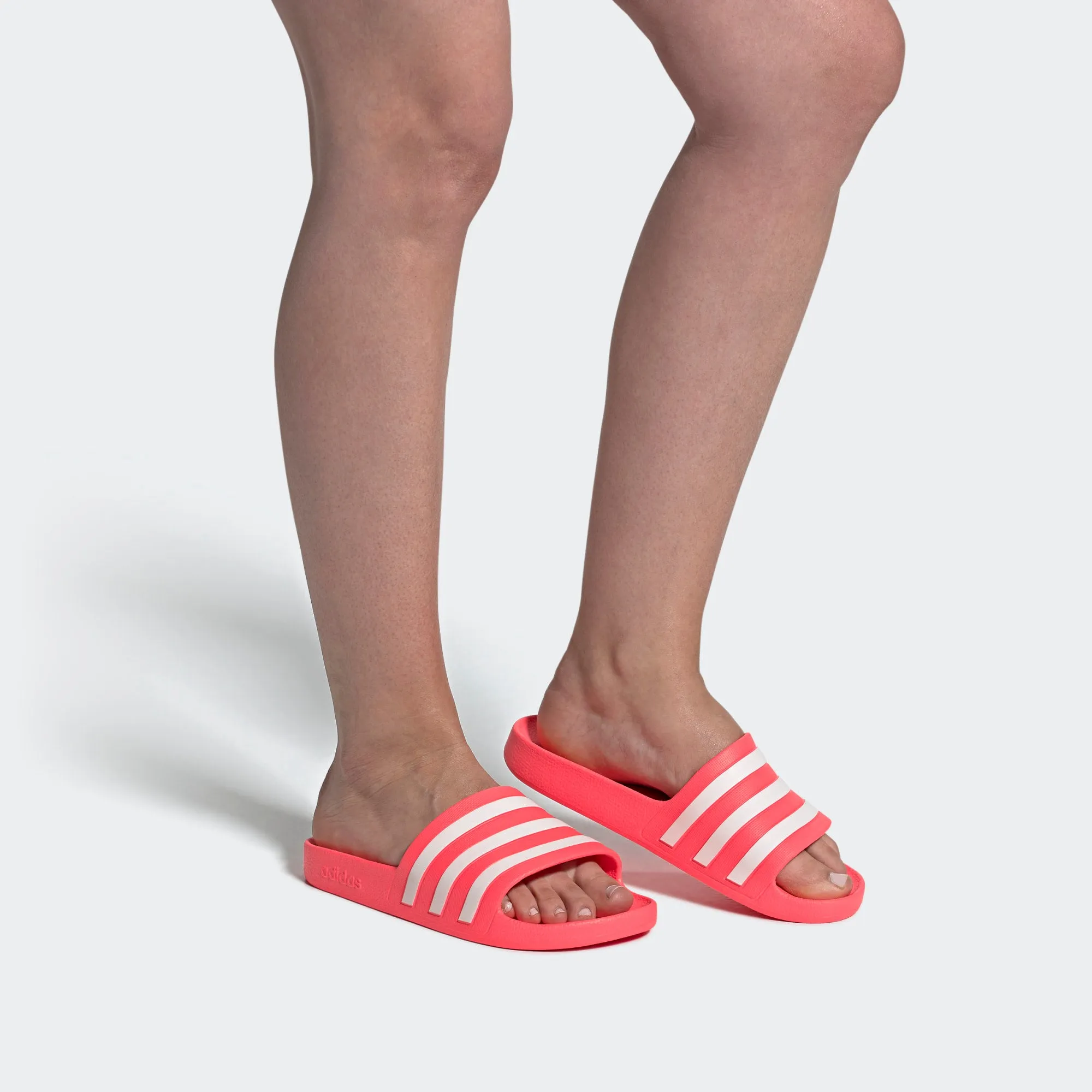 Adidas Adilette Aqua Stripe Slides (Signal Pink)(FW4292)