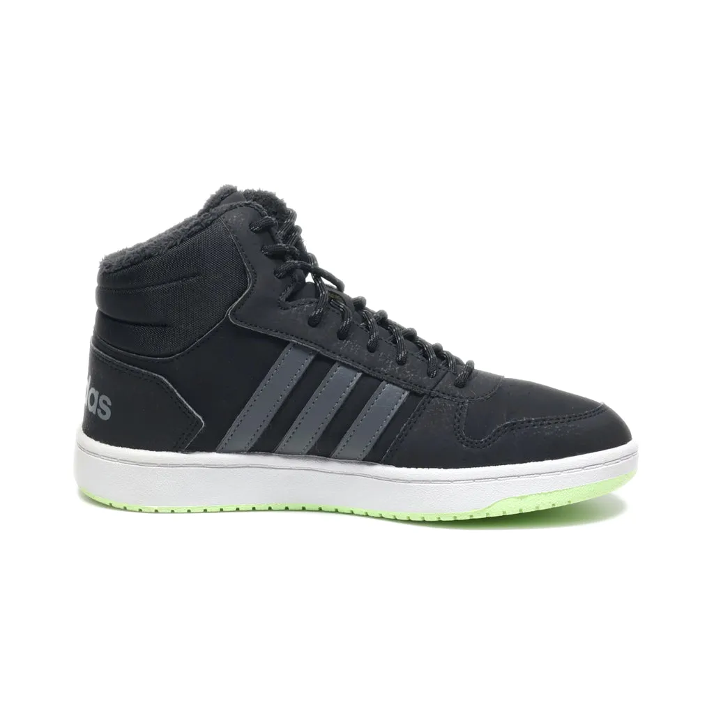Adidas Hoops Mid Ankle Boots Fabric Black Colour For Men