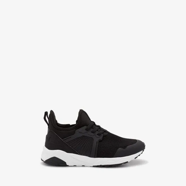 Black Elastic Lace Trainers