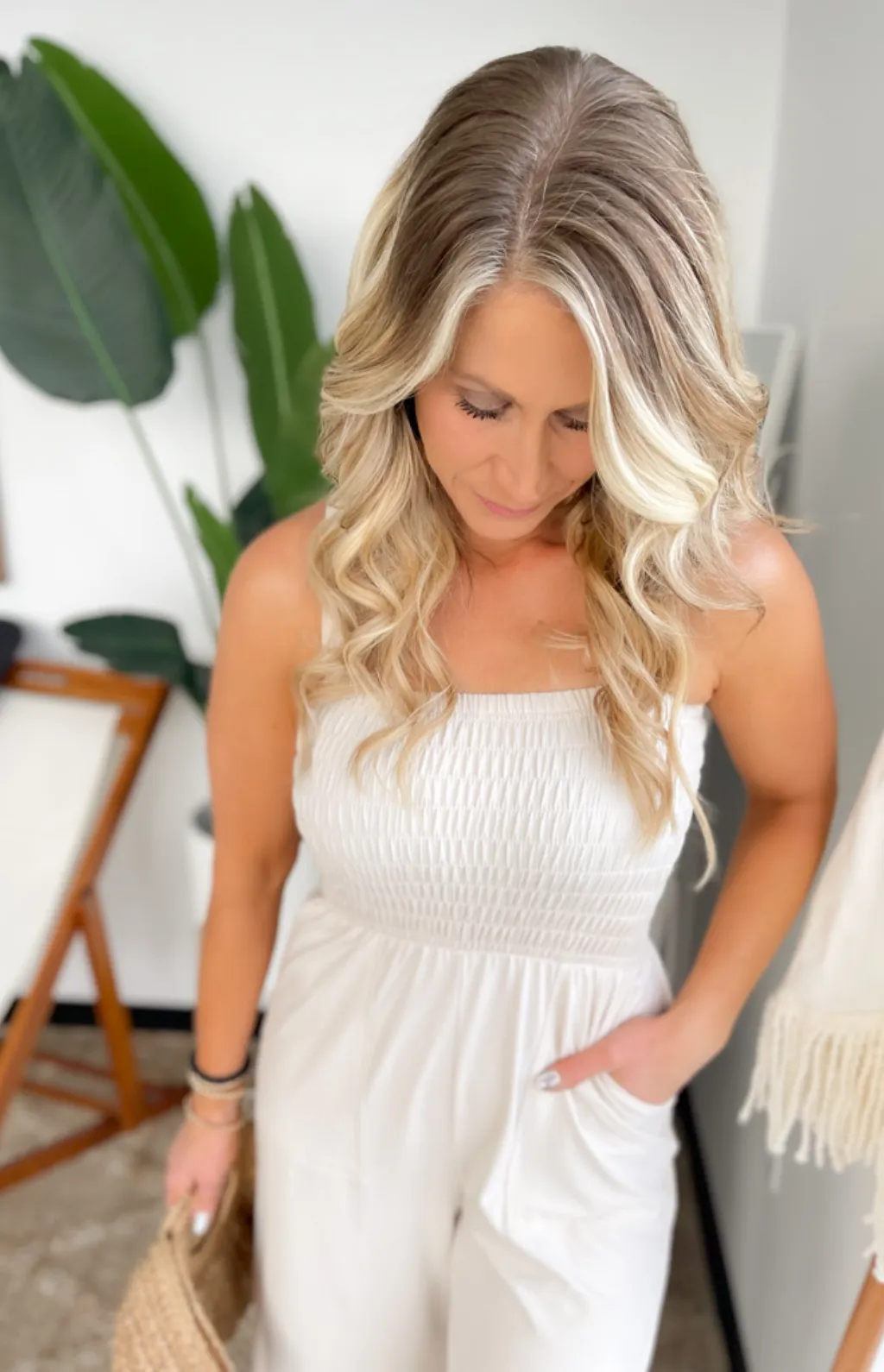 Blaire Wide Leg Smocked Jumpsuit
