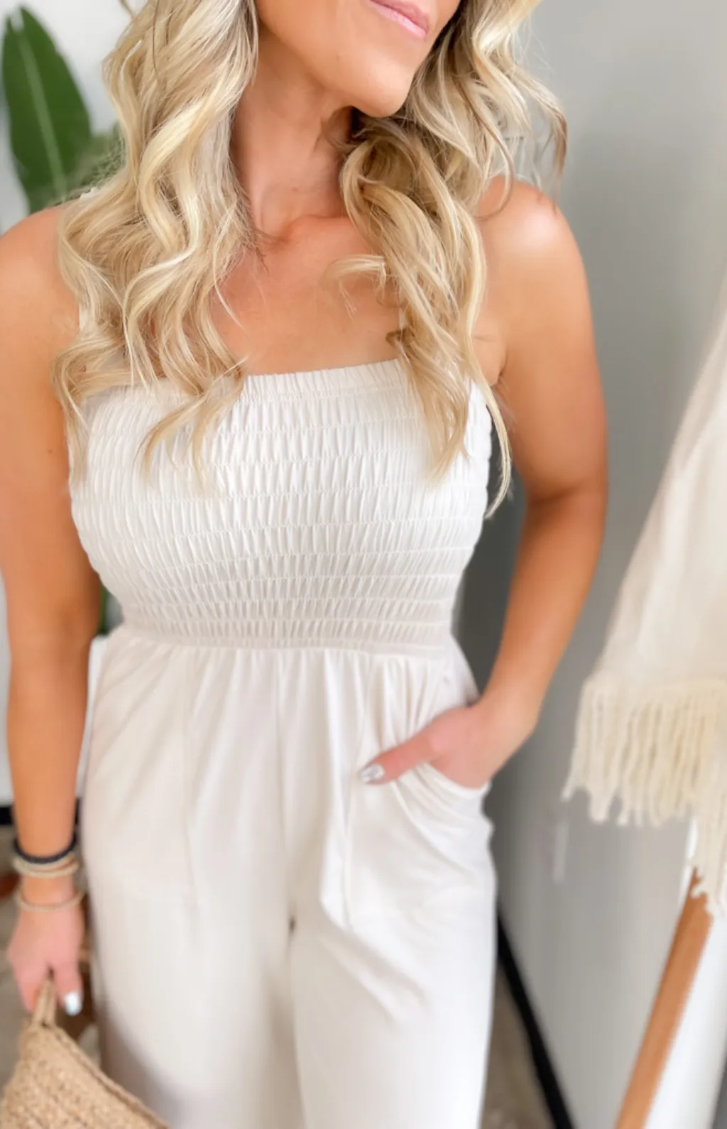 Blaire Wide Leg Smocked Jumpsuit