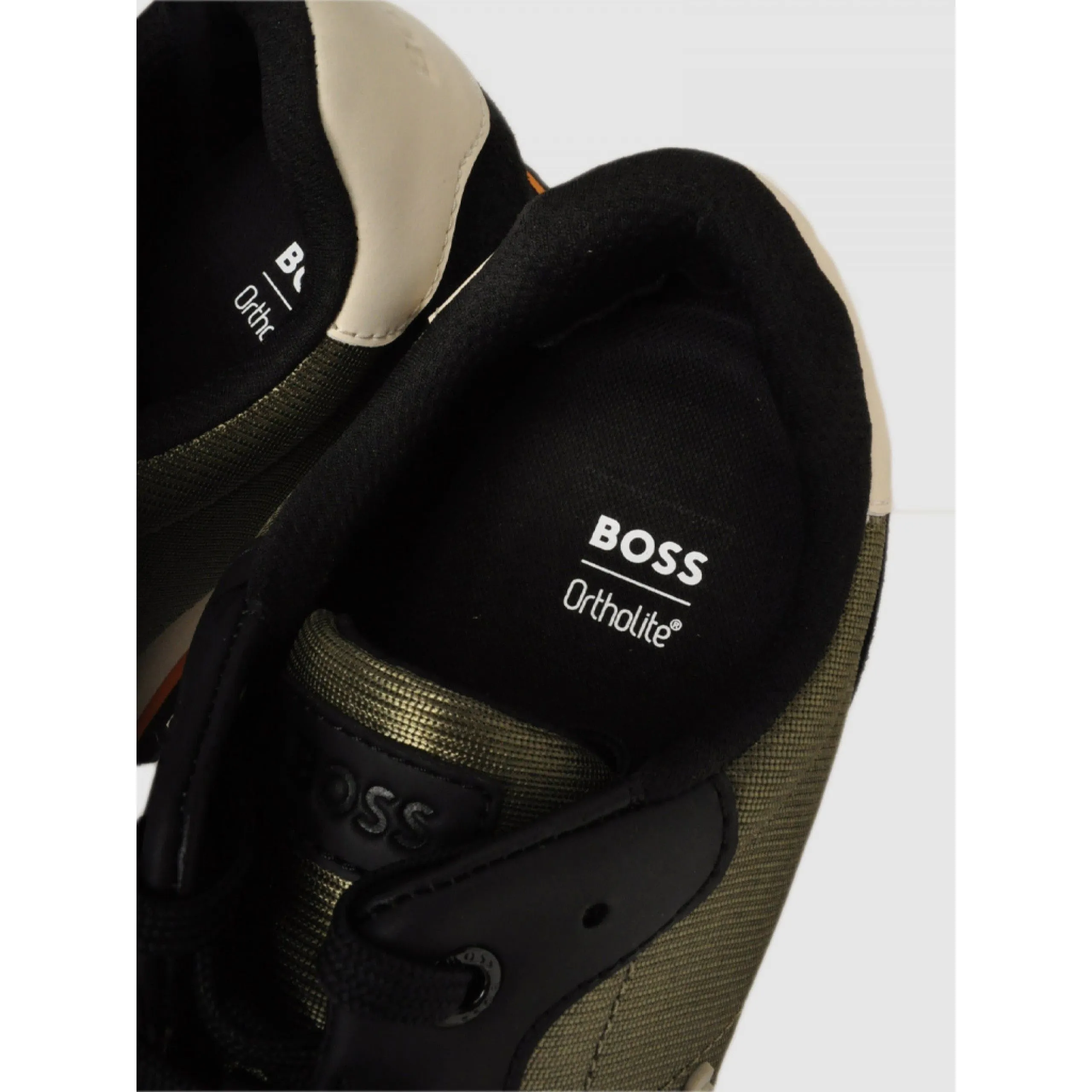 BOSS RUNNING-STYLE TRAINERS IN MIXED MATERIALS WITH RAISED LOGO