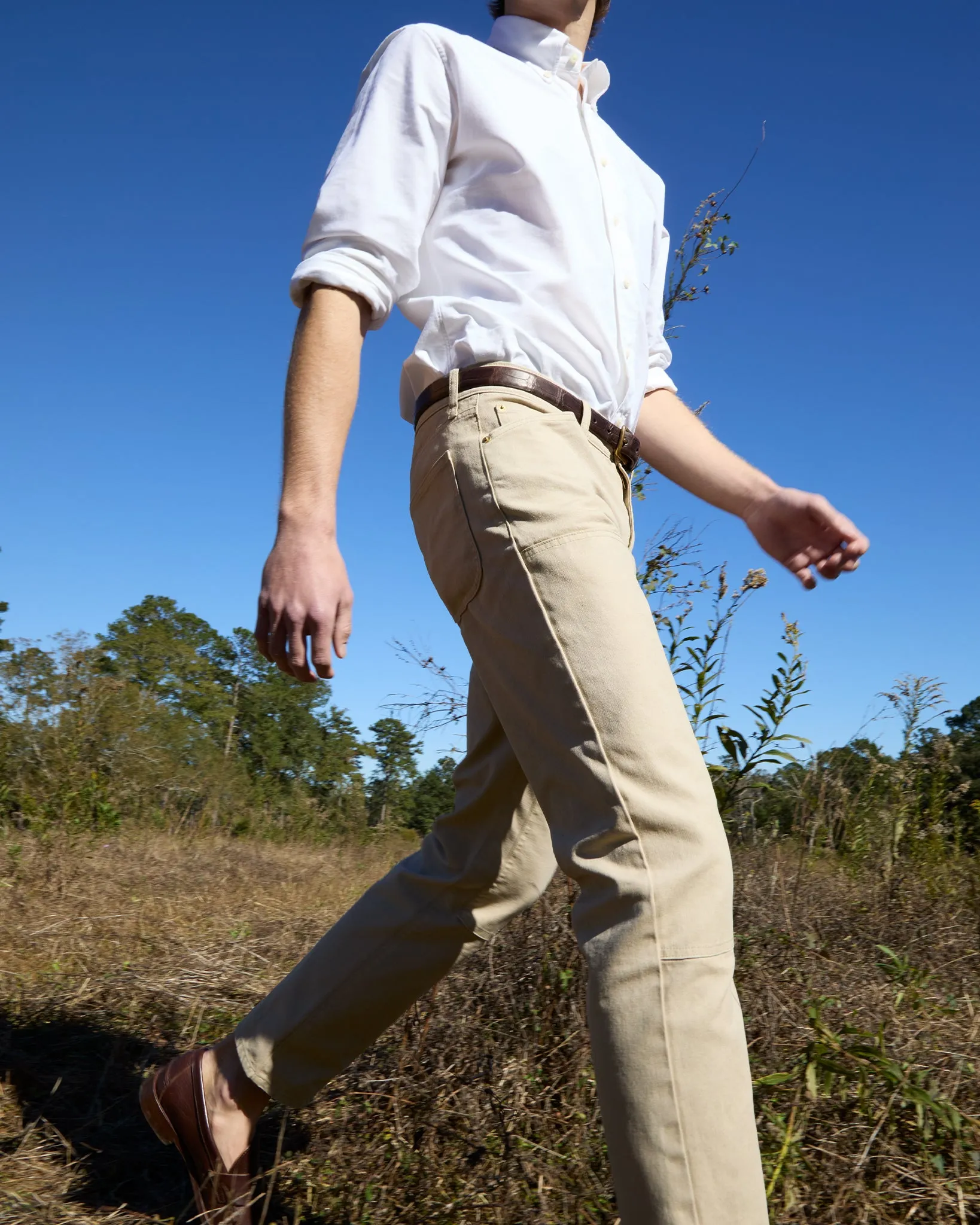 Brush Pant in Khaki Garment-Dyed Canvas