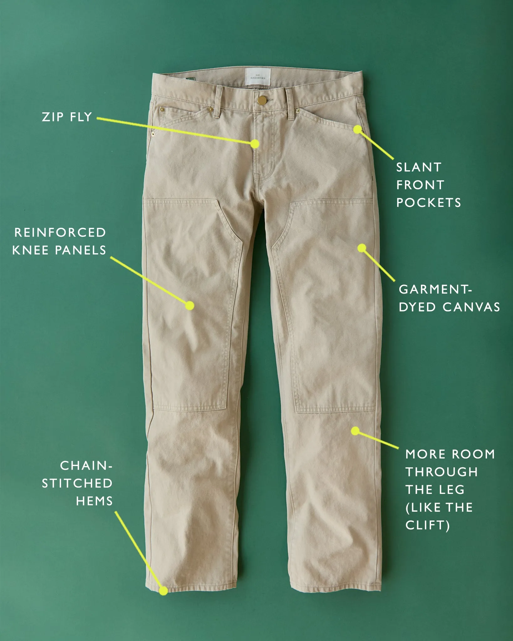 Brush Pant in Khaki Garment-Dyed Canvas
