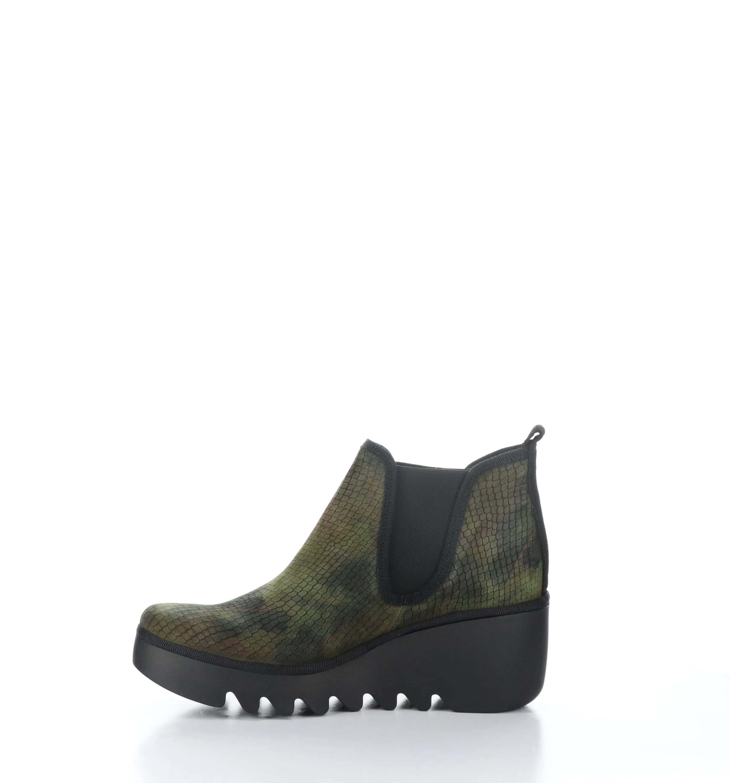 BYNE349FLY Green Round Toe Ankle Boots