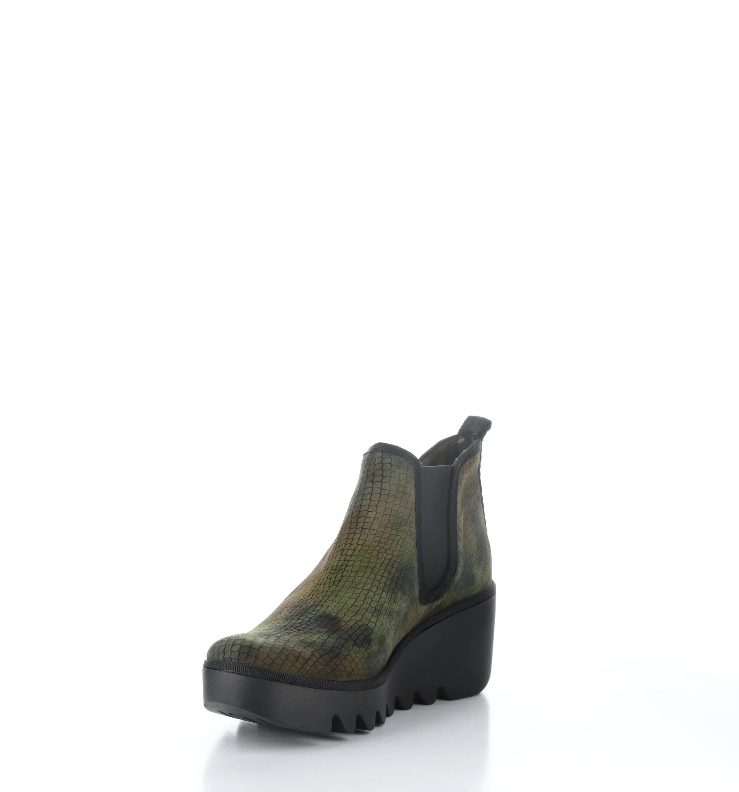 BYNE349FLY Green Round Toe Ankle Boots