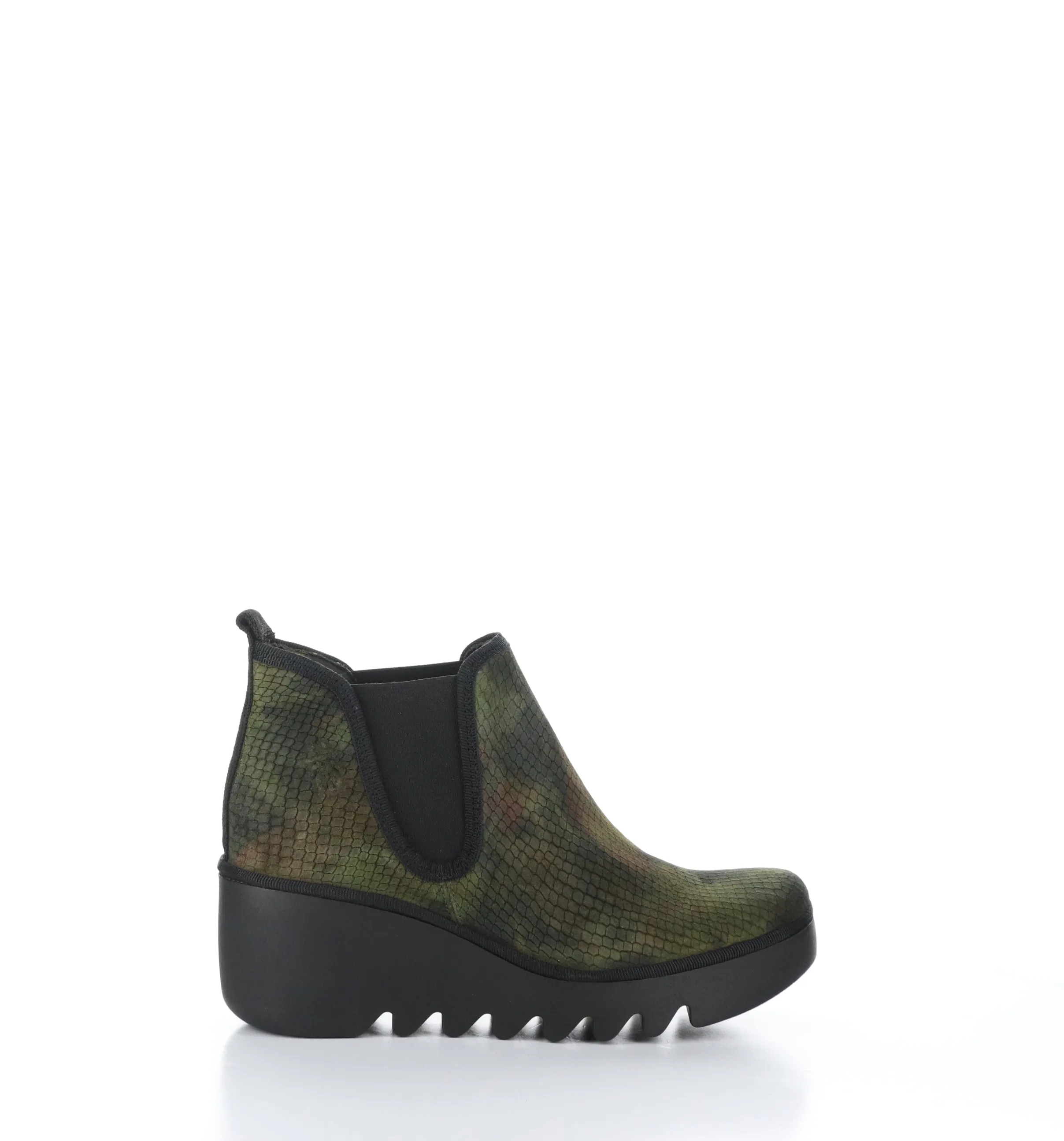 BYNE349FLY Green Round Toe Ankle Boots