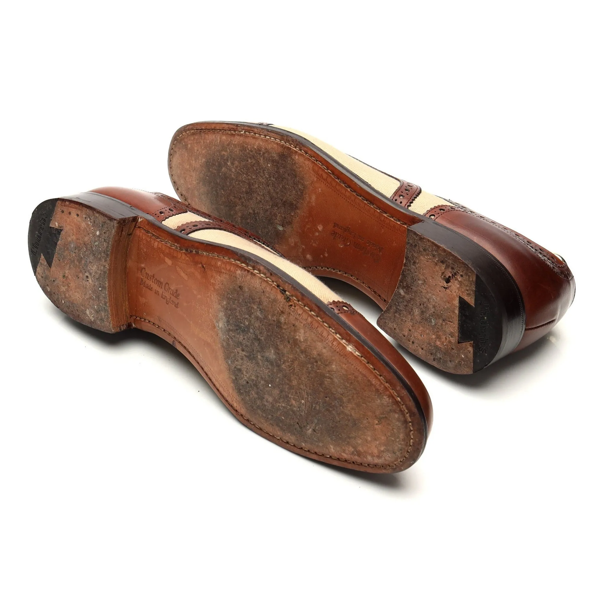 'Diplomat' Brown Leather Spectator Oxford Brogues UK 7 F