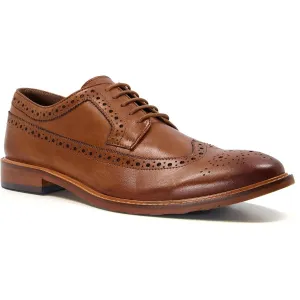 Dune Superior Leather Wingtip Brogue Shoes Brown