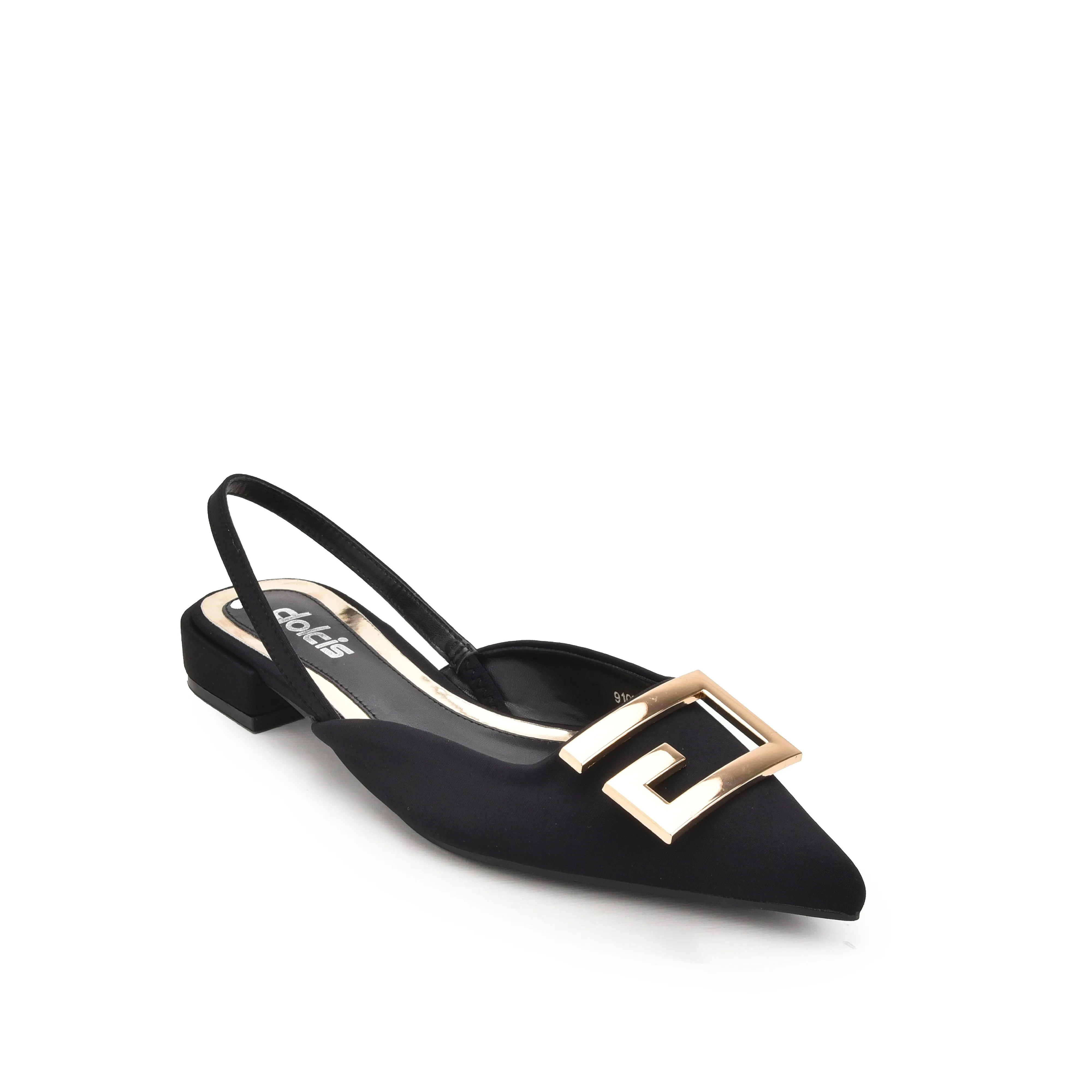 Elegant Black Buckle Slingback Flats | 420N-C