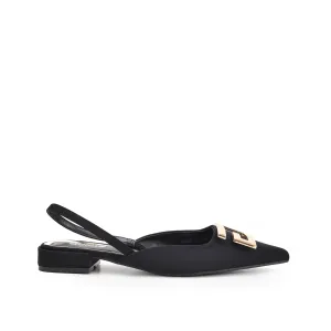 Elegant Black Buckle Slingback Flats | 420N-C