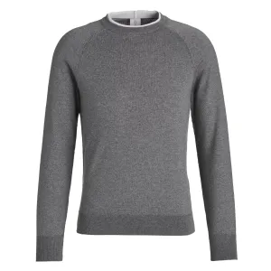 Gray Mélange Tipped Wool Crew Neck Sweater - ELEVENTY