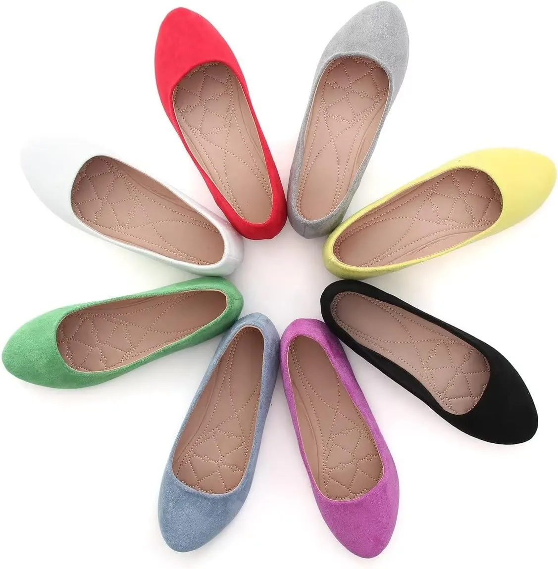 Hee grand Women Cute Slip-On Ballet Shoes Soft Solid Classic Round Toe Flats Comfort Lightweight Loafers Suede Dress Shoes