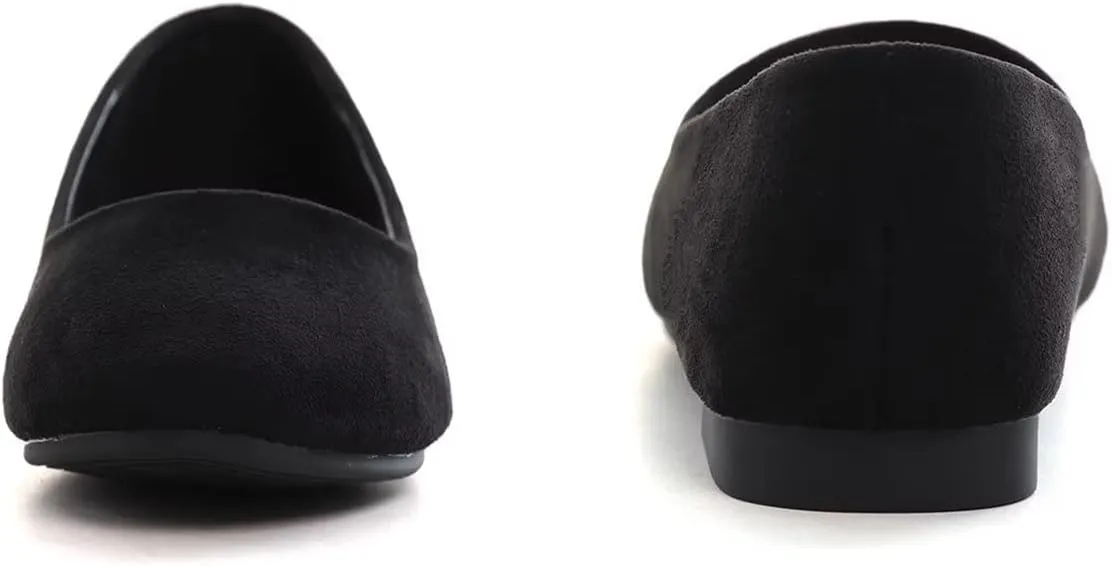 Hee grand Women Cute Slip-On Ballet Shoes Soft Solid Classic Round Toe Flats Comfort Lightweight Loafers Suede Dress Shoes