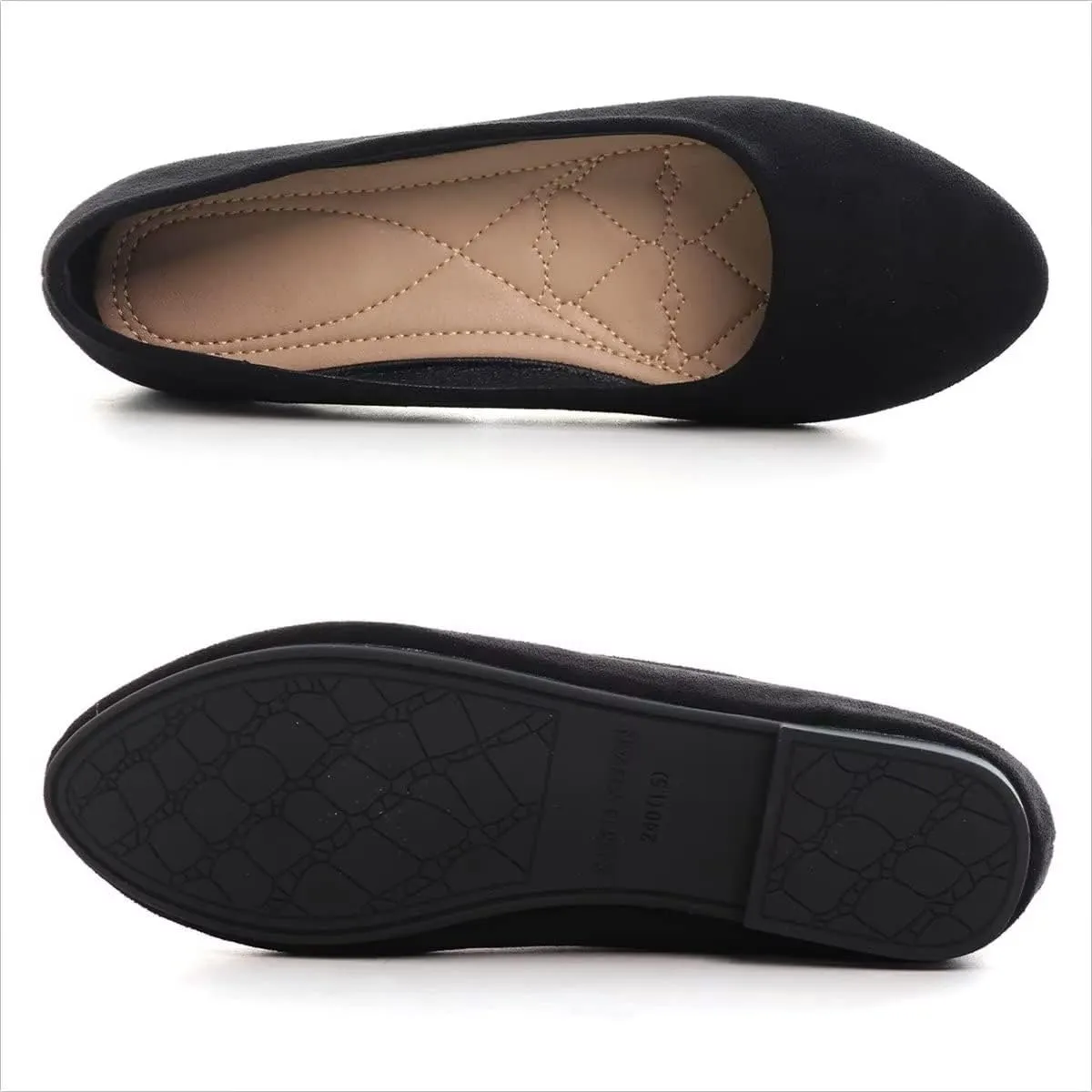 Hee grand Women Cute Slip-On Ballet Shoes Soft Solid Classic Round Toe Flats Comfort Lightweight Loafers Suede Dress Shoes