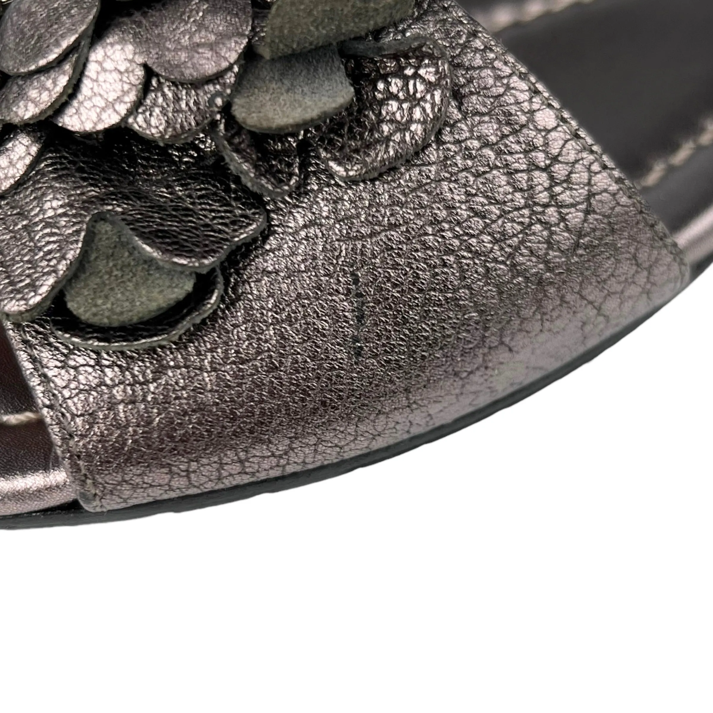 Jimmy Choo Metallic Mocha Leather Flower 'Neave' Flats