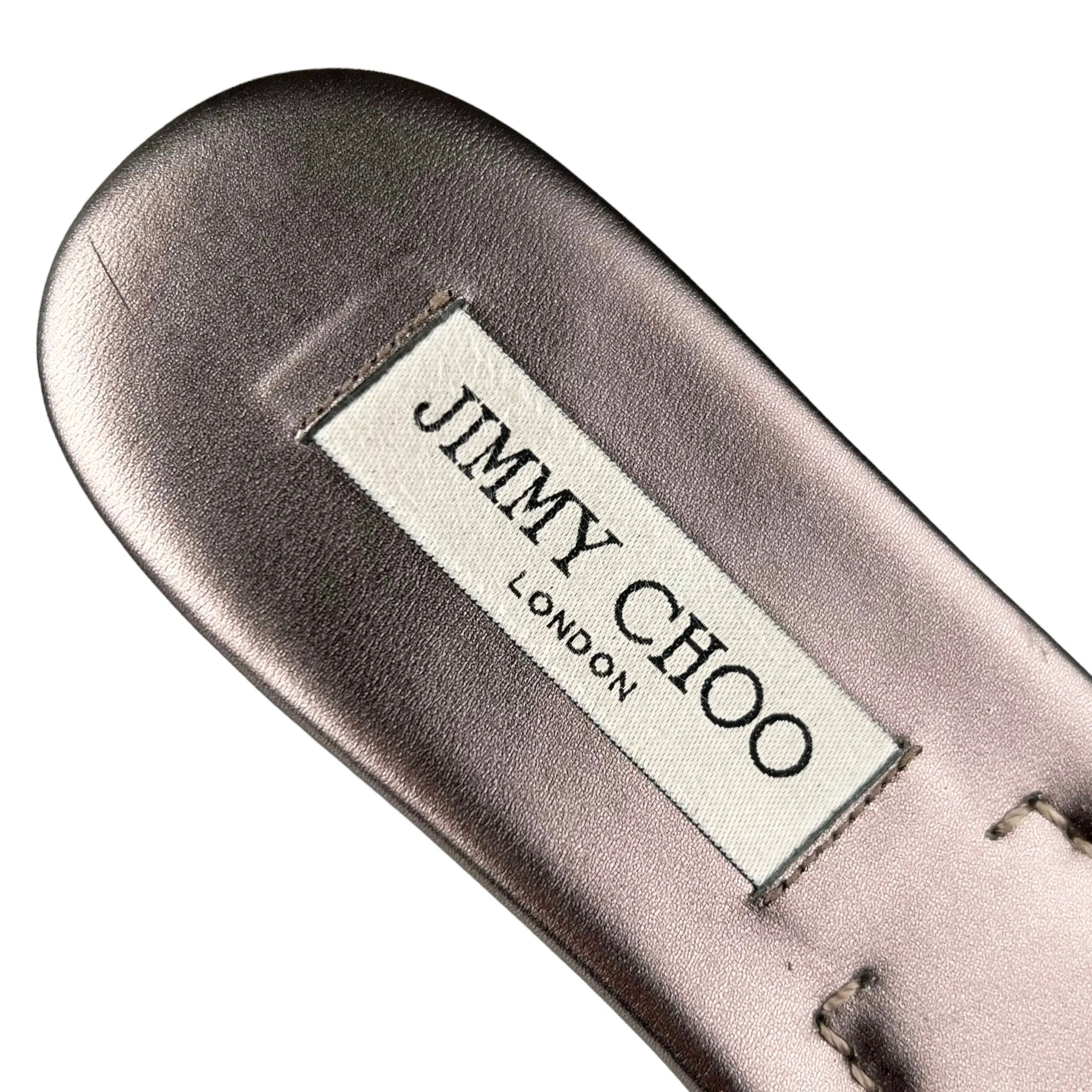 Jimmy Choo Metallic Mocha Leather Flower 'Neave' Flats