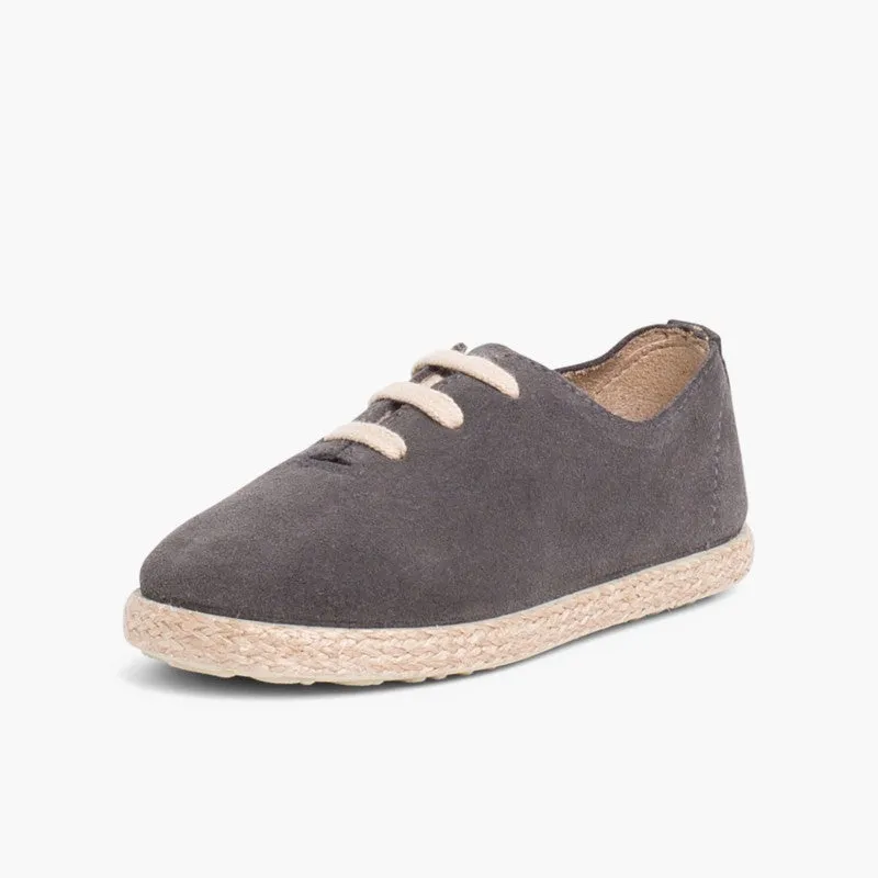 KIDS LACE-UP SUEDE AND JUTE TRAINERS