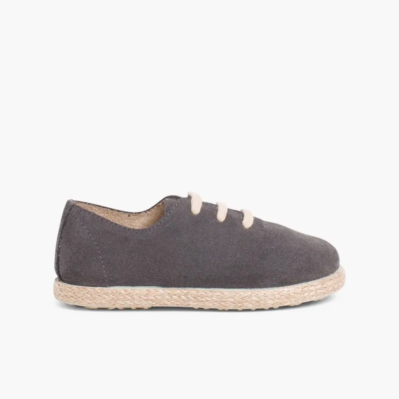 KIDS LACE-UP SUEDE AND JUTE TRAINERS
