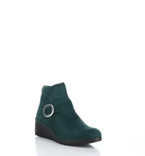 LELI334FLY Forest Green Zip Up Ankle Boots