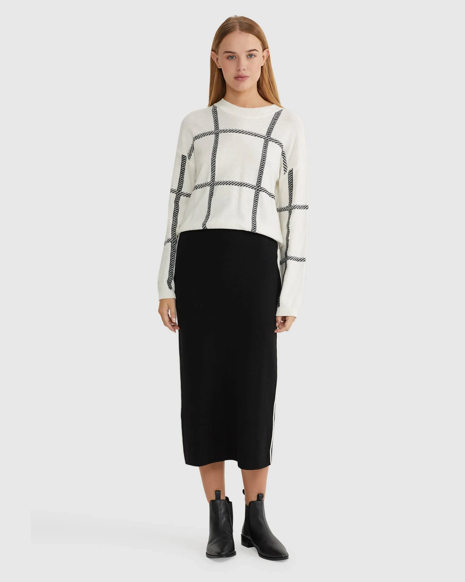 Peggy Graphic Crew Neck Knit Top