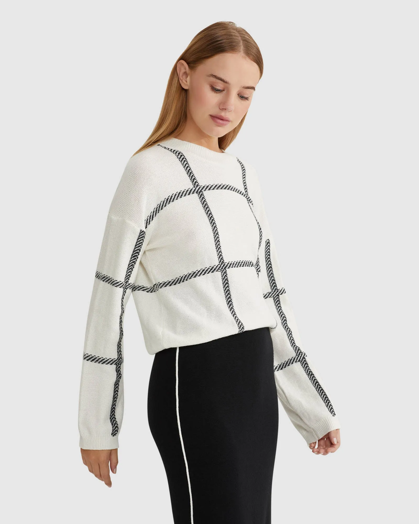 Peggy Graphic Crew Neck Knit Top