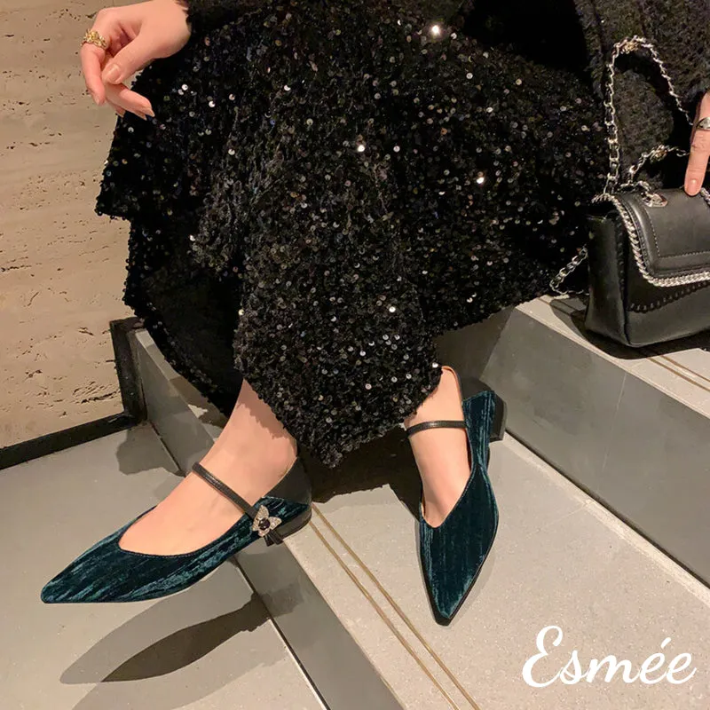 Pleuche Maryjane with Butterfly Buckle