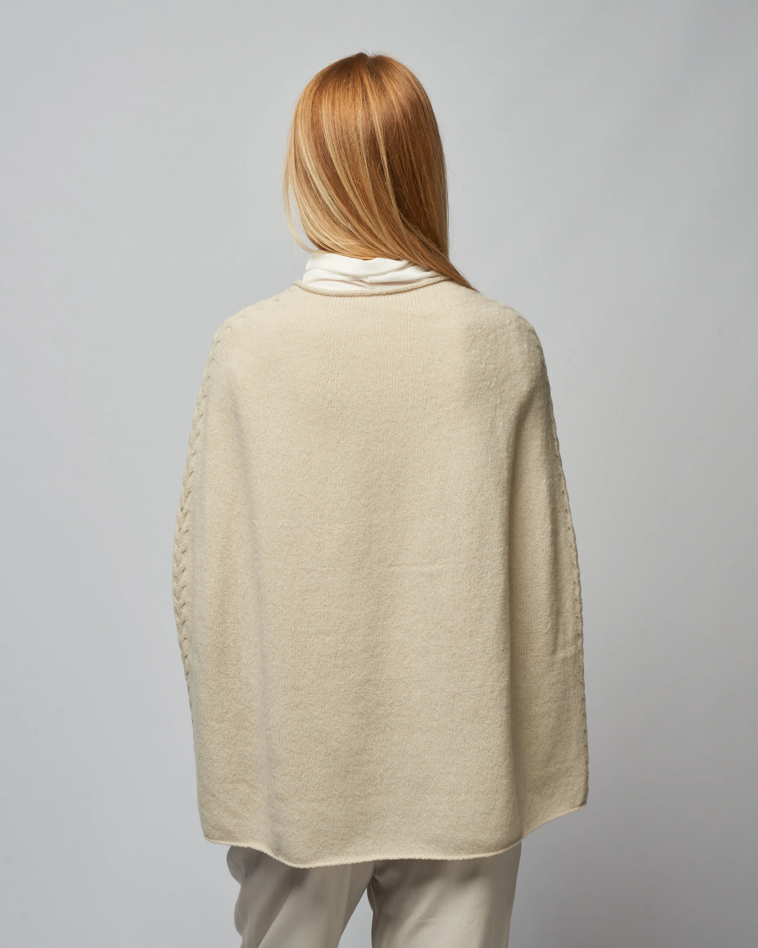 renew-wool poncho - ivory