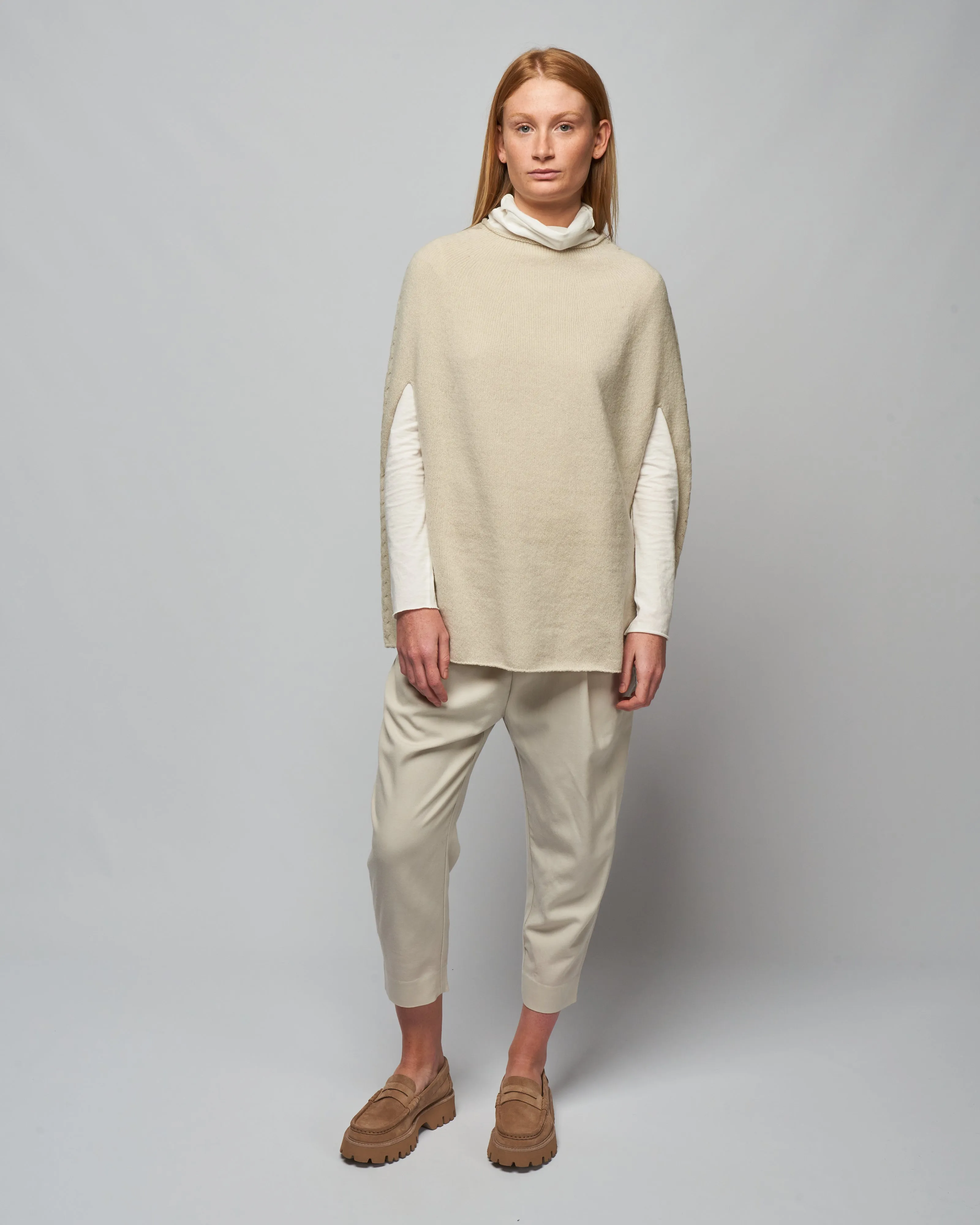 renew-wool poncho - ivory