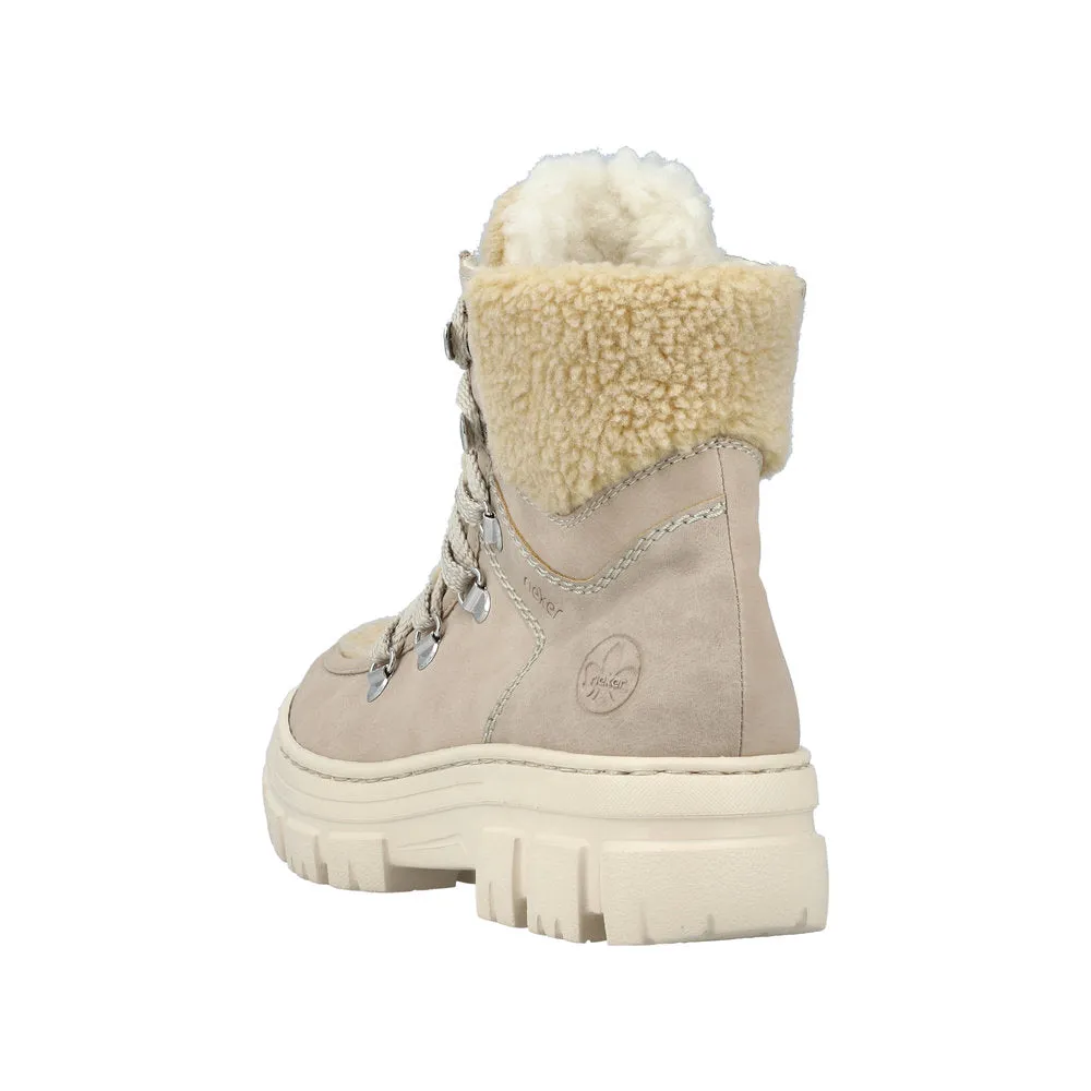 Rieker Z7430-62 Ladies Beige Side Zip Ankle Boots