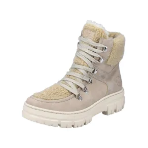 Rieker Z7430-62 Ladies Beige Side Zip Ankle Boots