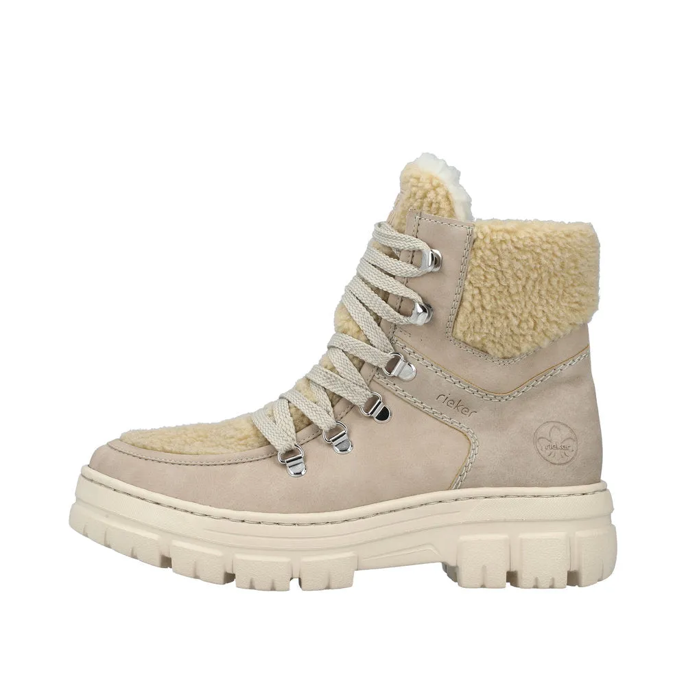 Rieker Z7430-62 Ladies Beige Side Zip Ankle Boots