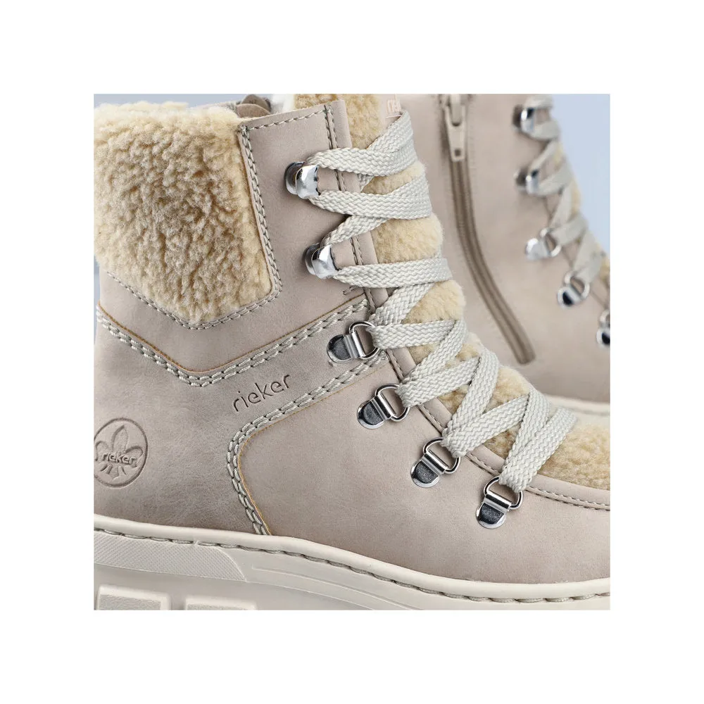 Rieker Z7430-62 Ladies Beige Side Zip Ankle Boots