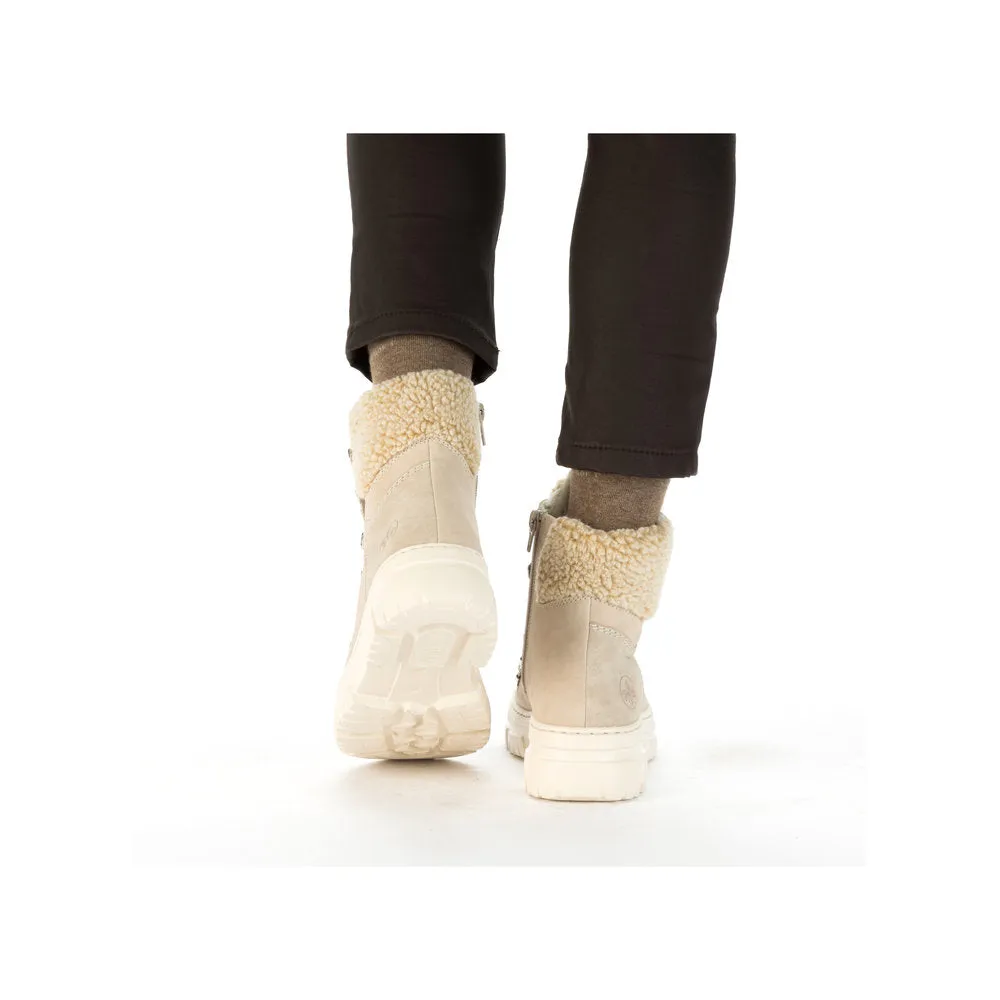 Rieker Z7430-62 Ladies Beige Side Zip Ankle Boots