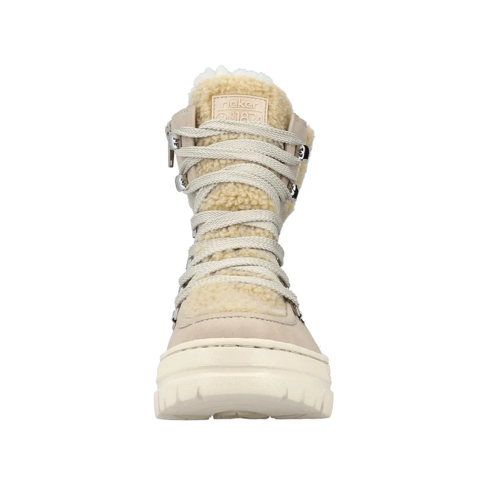 Rieker Z7430-62 Ladies Beige Side Zip Ankle Boots