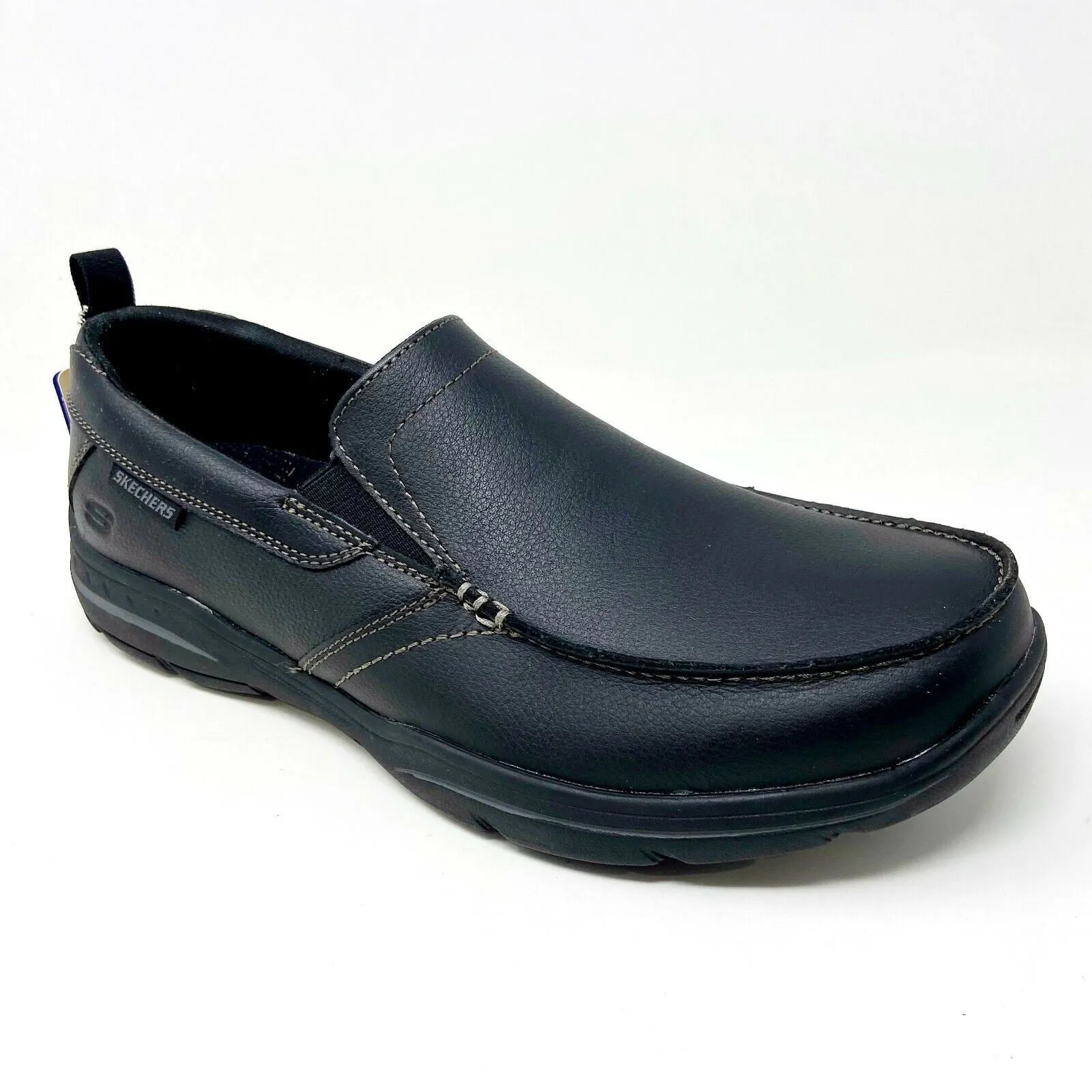 Skechers Harper Forde Black Relaxed Fit Mens Slip On Shoes Loafers