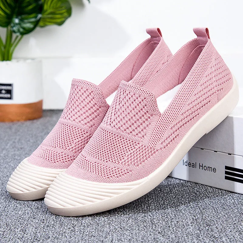 Slip On Pointed Toe Flyknit Flat Shoes
