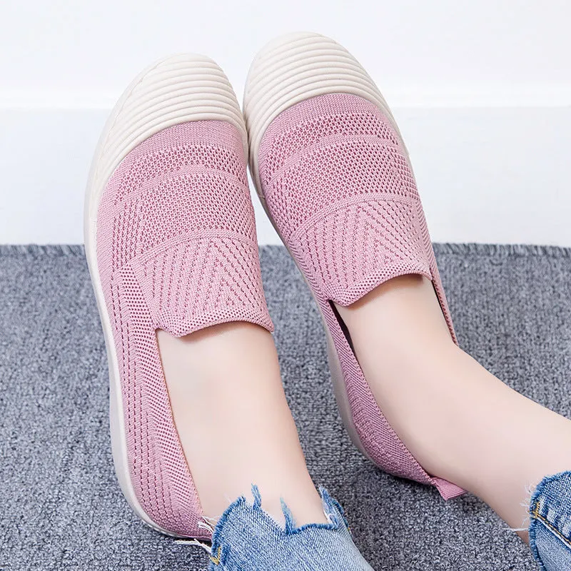Slip On Pointed Toe Flyknit Flat Shoes