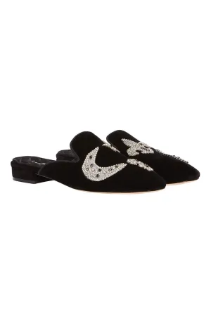 SQUARE TOE SLIPPER BLACK CONTEMPORARY