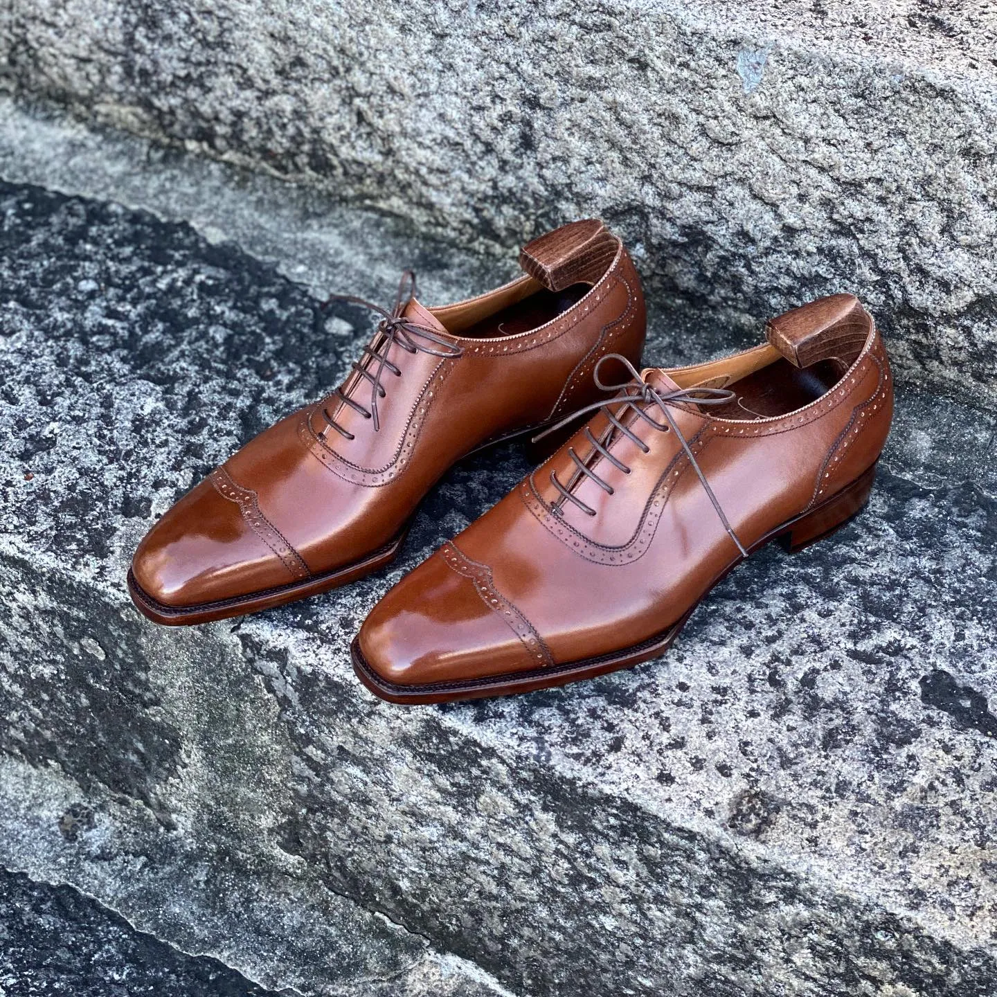 Tan Leather Namira Brogue Toe Cap Oxfords - Formal Shoes - AW24