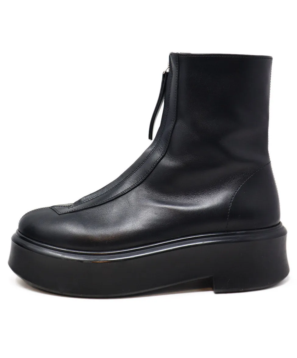 The Row Black Leather Platform Boots sz 9