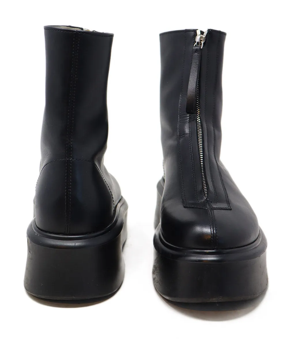 The Row Black Leather Platform Boots sz 9