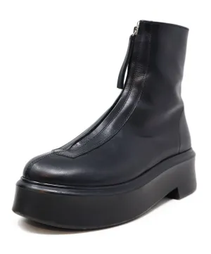 The Row Black Leather Platform Boots sz 9