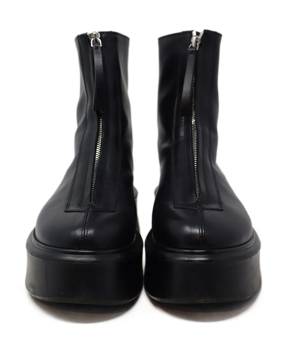 The Row Black Leather Platform Boots sz 9