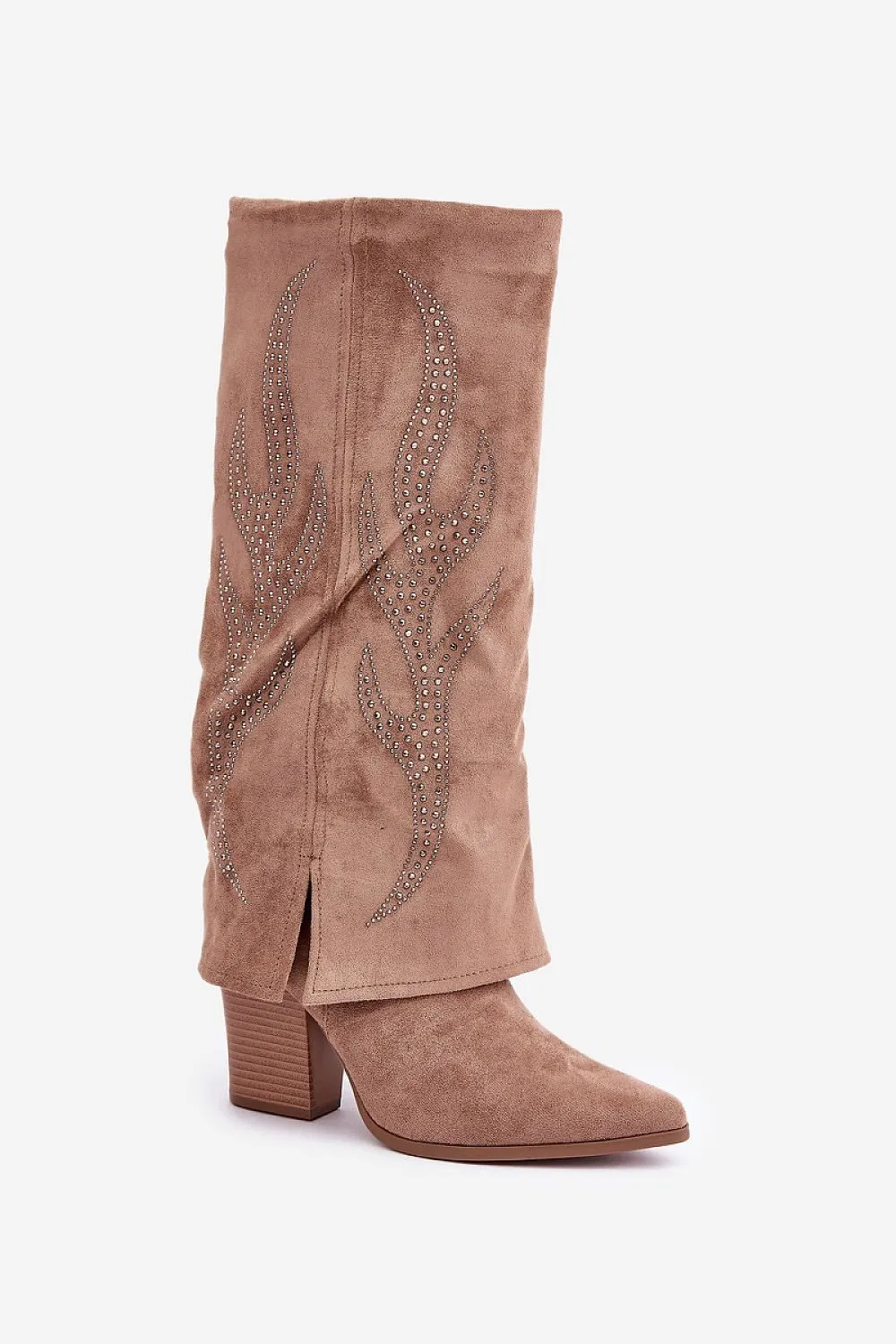Women's eco suede slip-on heel boots