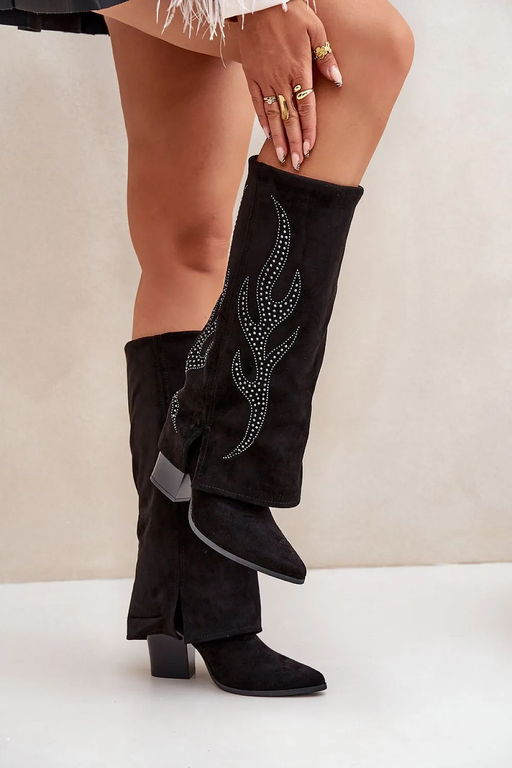 Women's eco suede slip-on heel boots