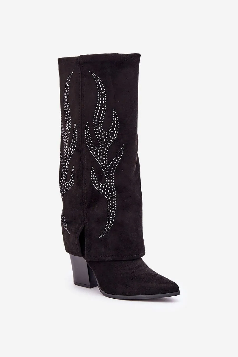 Women's eco suede slip-on heel boots
